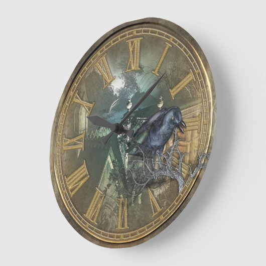 Gotische schwarze Krähe Große Wanduhr (Winkel)