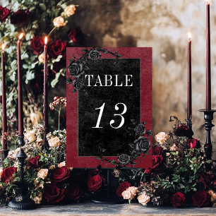 Gotische schwarze Rabe & schwarze Rosen Wein Hochz Tischnummer