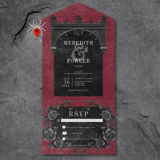Gotische Schwarze Rose Wine No Dinner All In One Einladung