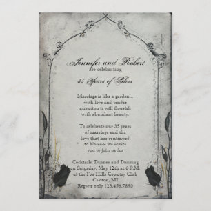 Gotische Schwarze Rosen-Spalier Hochzeit Jubiläum Einladung