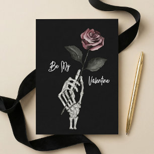 Gotische schwarze Skeletthand Rose Valentinstag Feiertagskarte