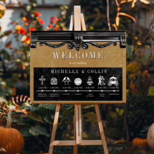 Gotische schwarze und goldene Hochzeitsablauf-Ordn Poster