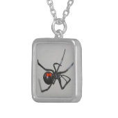 Gotische schwarze Witwen-Spinnen-Halskette Versilberte Kette (Vorderseite rechts)