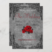 Gotische Schwarzweiss-Rosen-Hochzeits-Einladung Einladung (Vorne/Hinten)