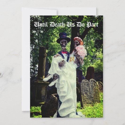 Gotische Skeleton Braut und Bräutigam Einladung (Vorderseite)