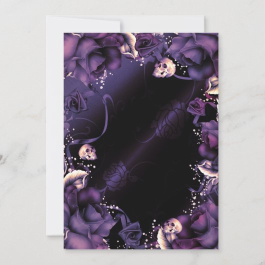 Gotische Skulls und Lila Rose Halloween Hochzeit Einladung (Rückseite)