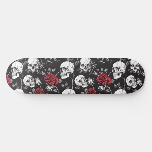 Gotische Skulls und Rose Skateboard (Horizontal)