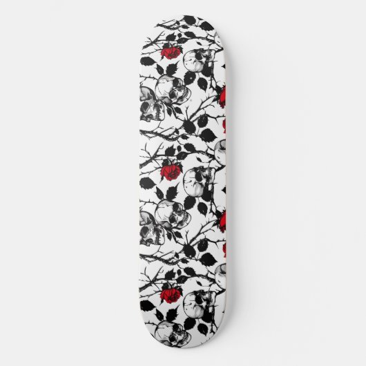 Gotische Skulls und Rose Skateboard (Vorderseite)