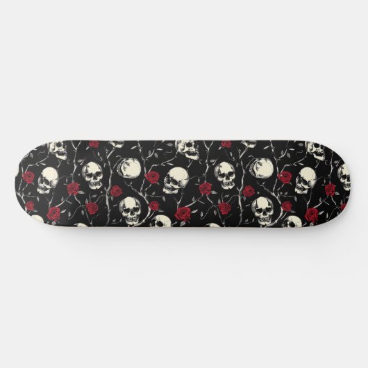 Gotische Skulls und Rose Skateboard (Horizontal)