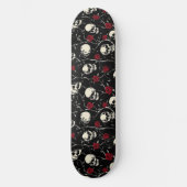 Gotische Skulls und Rose Skateboard (Vorderseite)