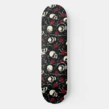 Gotische Skulls und Rose Skateboard