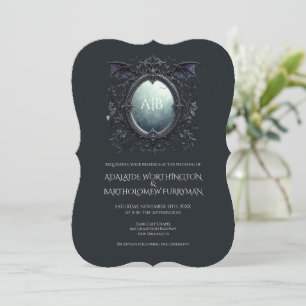 Gotische Spiegel-Monogramm-Hochzeitseinladung Einladung