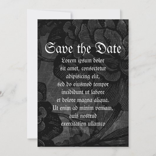 Gotische Spinne auf der Blume Save The Date (Vorderseite)