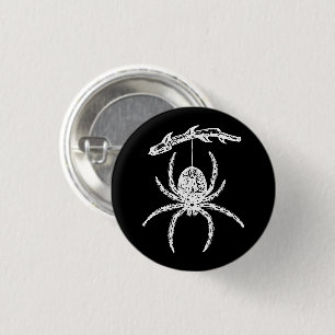 Gotische Spinne, die sich von einem Knopf aus bewe Button