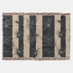 Gotische Spinne und gestreiftes Halloween-Muster Decke