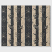 Gotische Spinne und gestreiftes Halloween-Muster Geschenkpapier (Flach)