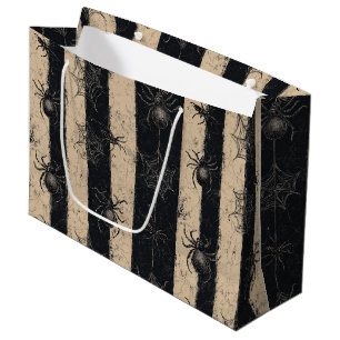 Gotische Spinne und gestreiftes Halloween-Muster Große Geschenktüte