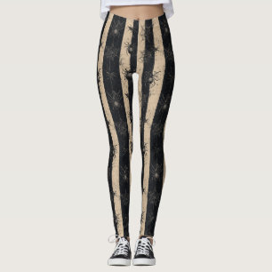 Gotische Spinne und gestreiftes Halloween-Muster Leggings