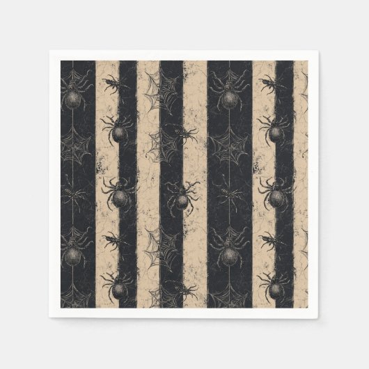 Gotische Spinne und gestreiftes Halloween-Muster Serviette (Vorderseite)