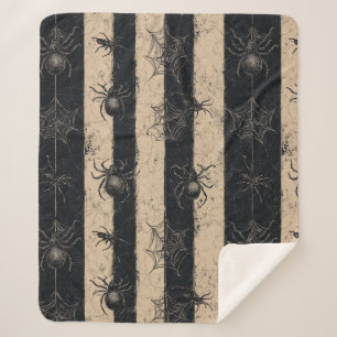 Gotische Spinne und gestreiftes Halloween-Muster Sherpadecke