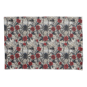 Gotische Spinne und Rote Rosen Bettzeug Kissenbezug