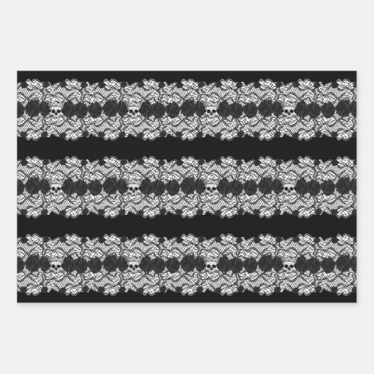 Gotische Spitzen, Schädel und Rose, 3 Design Geschenkpapier Set (Vorderseite 2)