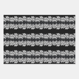 Gotische Spitzen, Schädel und Rose, 3 Design Geschenkpapier Set