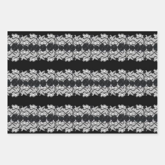 Gotische Spitzen, Schädel und Rose, 3 Design Geschenkpapier Set (Vorderseite)