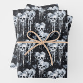 Gotische Spooky Skulls mit Herz Geschenkpapier Set (Beispiel)