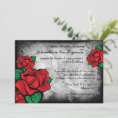 Gotische Tattoo-Rose auf Damaskenboden Einladung (Stehend Vorderseite)