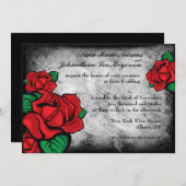 Gotische Tattoo-Rose auf Damaskenboden Einladung (Vorne/Hinten)