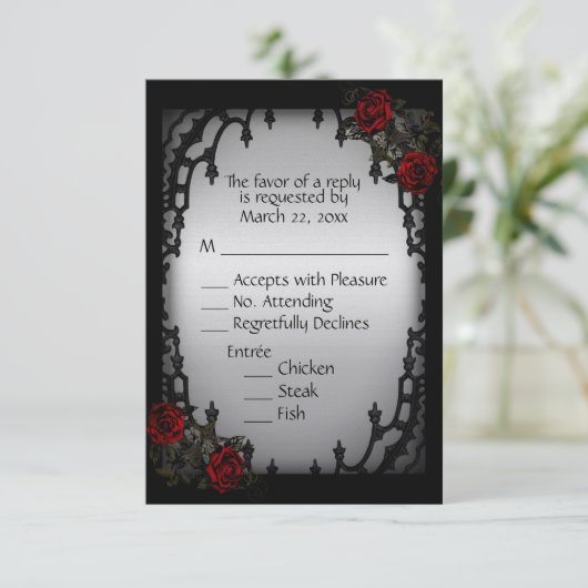 Gotische UAWG im Französischen Viertel mit Menüaus RSVP Karte (Stehend Vorderseite)