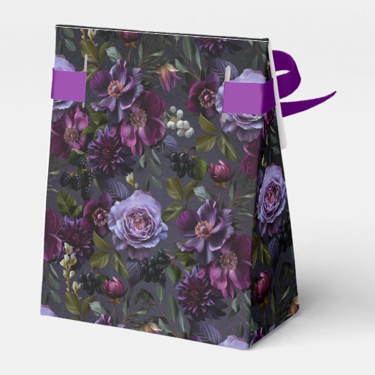 Gotische und moody Lila Blumenhochzeit Geschenkschachtel (Rückseite)
