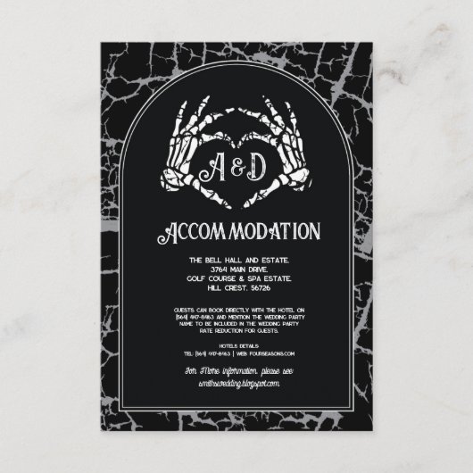 Gotische Unterkunft Hand Hochzeitselettheld Begleitkarte (Vorderseite)