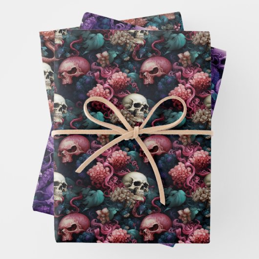Gotische Unterwasser-Oktopus Tentakel und Schädel Geschenkpapier Set (Beispiel)