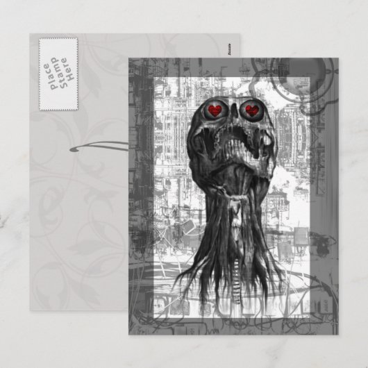 Gotische Valentinstag Postkarte (Vorne/Hinten)