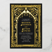 gotische Vampirkathedrale Hochzeit alles in allem Folieneinladung (Vorderseite)