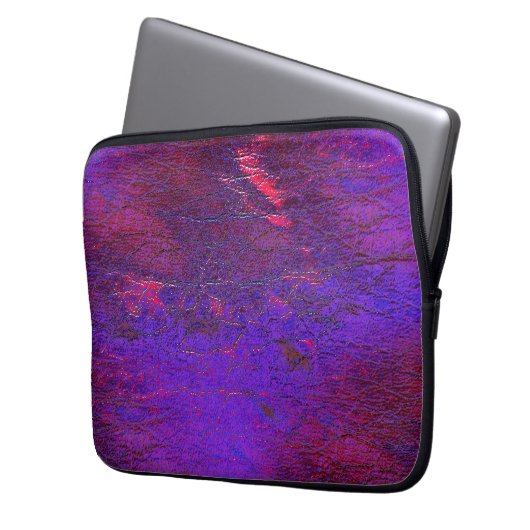 Gotische Veilchen bis rot vergrößertes Leder mit F Laptopschutzhülle (Vorderseite Links)