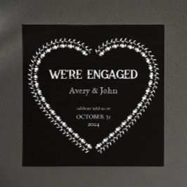 Gotische Verlobung aus schwarzem und weißem Party Einladung