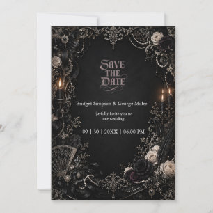 Gotische viktorianische Barock-Rosen-Perlen-Hochze Einladung