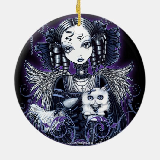 Gotische viktorianische Engels-Verzierung Keramik Ornament (Hinten)