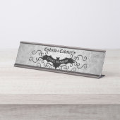 Gotische Viktorianische Fledermaus mit Dekoration  Schreibtischnamensplakette (Vorderseite )