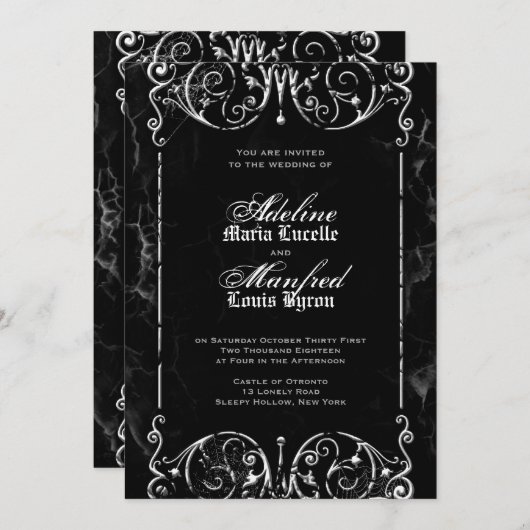 Gotische Viktorianische Halloween-Einladungen Einladung (Vorne/Hinten)