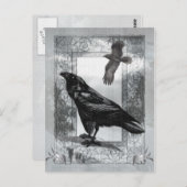 Gotische viktorianische Raben-Fantasie-Kunst Postkarte (Vorne/Hinten)