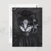 Gotische Viktorianische Skeleton Bird Creepy Cat A Postkarte (Vorne/Hinten)
