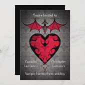 Gotische viktorianische Vampirherz in Rot Einladung (Vorne/Hinten)