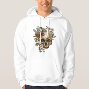 gotische Vintage-Blumen-Schädel und Schmetterlinge Hoodie
