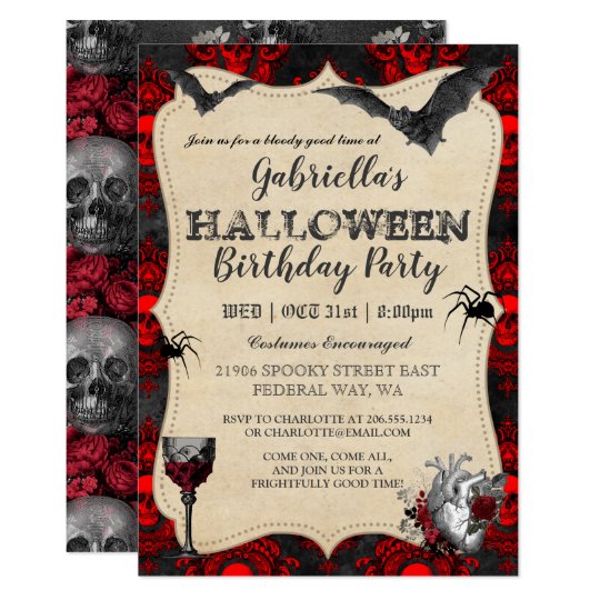Gotische Vintage Halloween Geburtstags Party Einladung Zazzle De