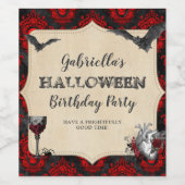 Gotische Vintage Halloween Geburtstagsparty Weinetikett (Einzelnes Label)