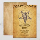 gotische, Vintage, spoky Schädelhalloween Einladung (Vorne/Hinten)